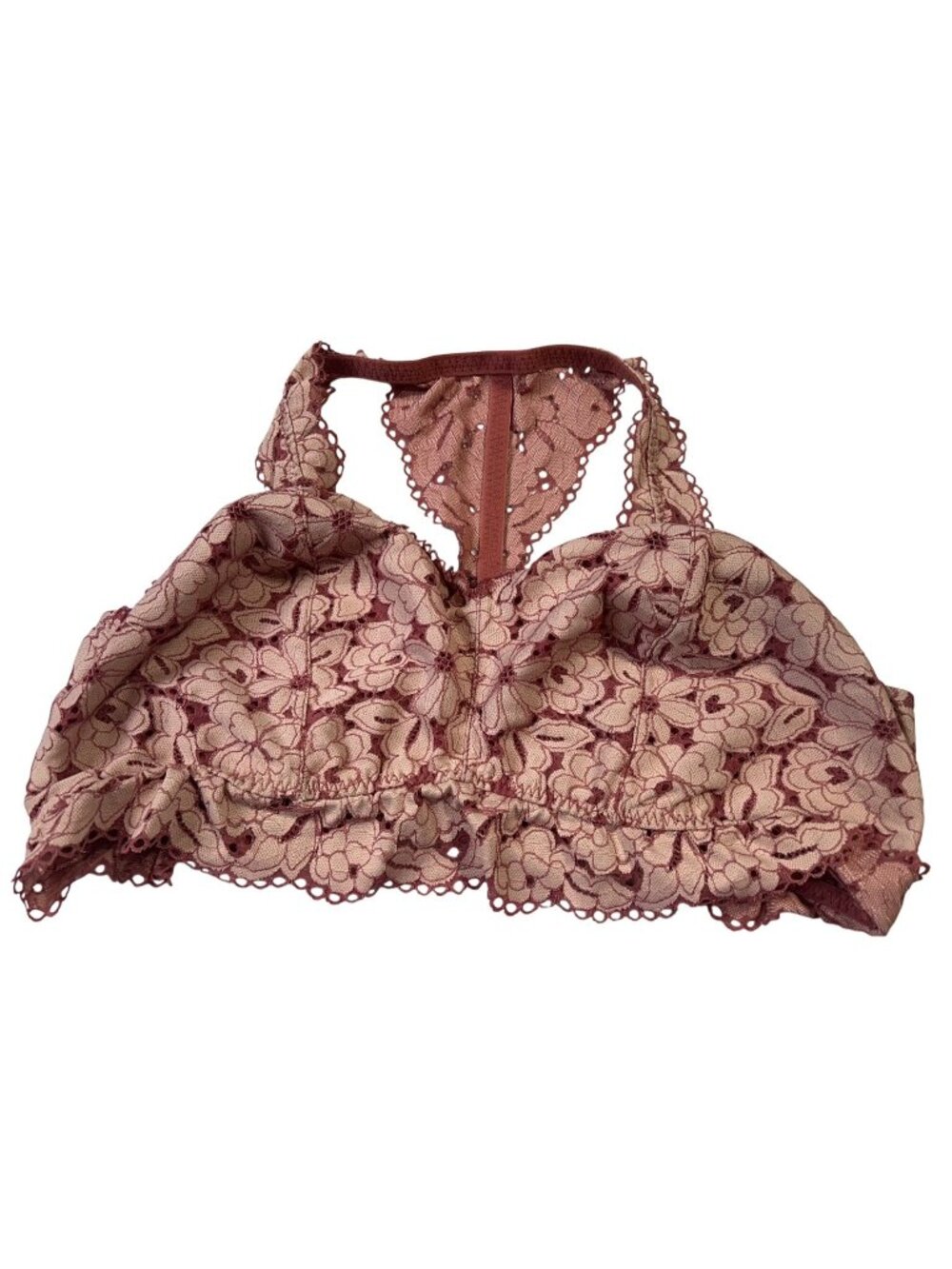 Cacique Plus Size 22/24 Pink Floral Lace Bralette With Racerback Style